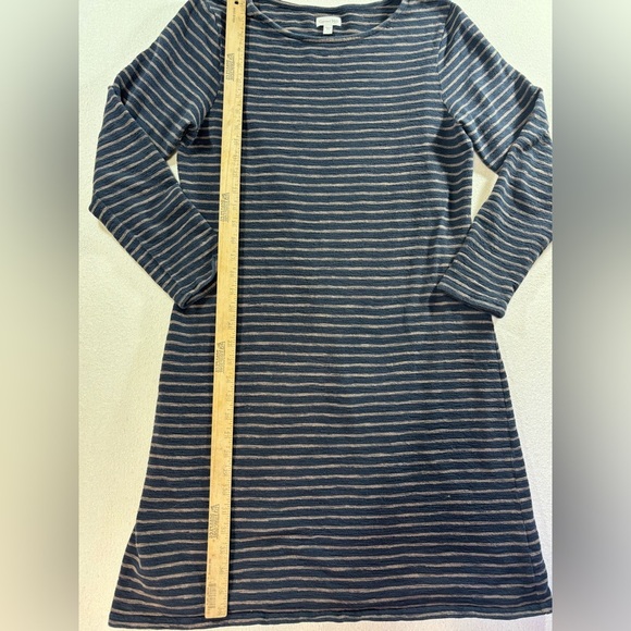 Garnet Hill Blue Beige Striped Knit Dress Long Sleeve Casual Womens Large - Picture 5 of 5